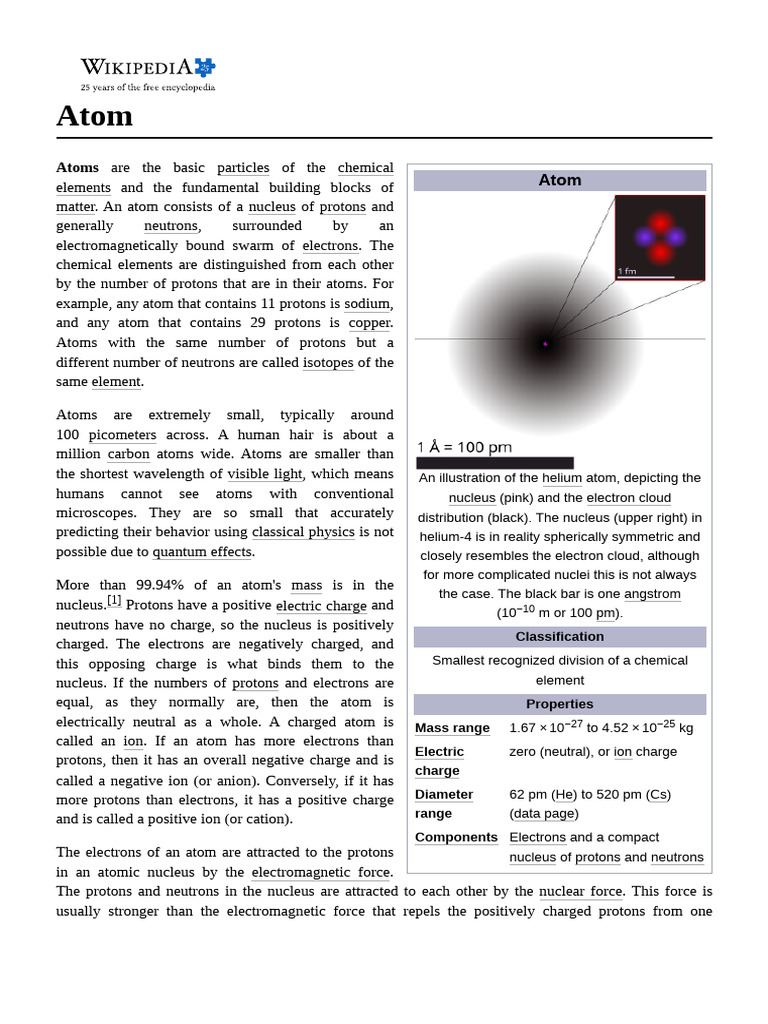 Atom | PDF | Atoms | Atomic Nucleus
