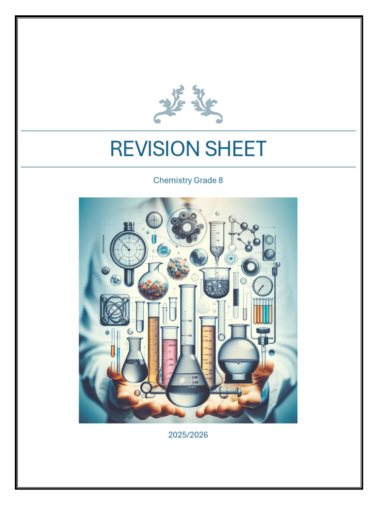 Chemistry - Revision Worksheet-Grade 8 | PDF | Chemical Bond | Chemical ...