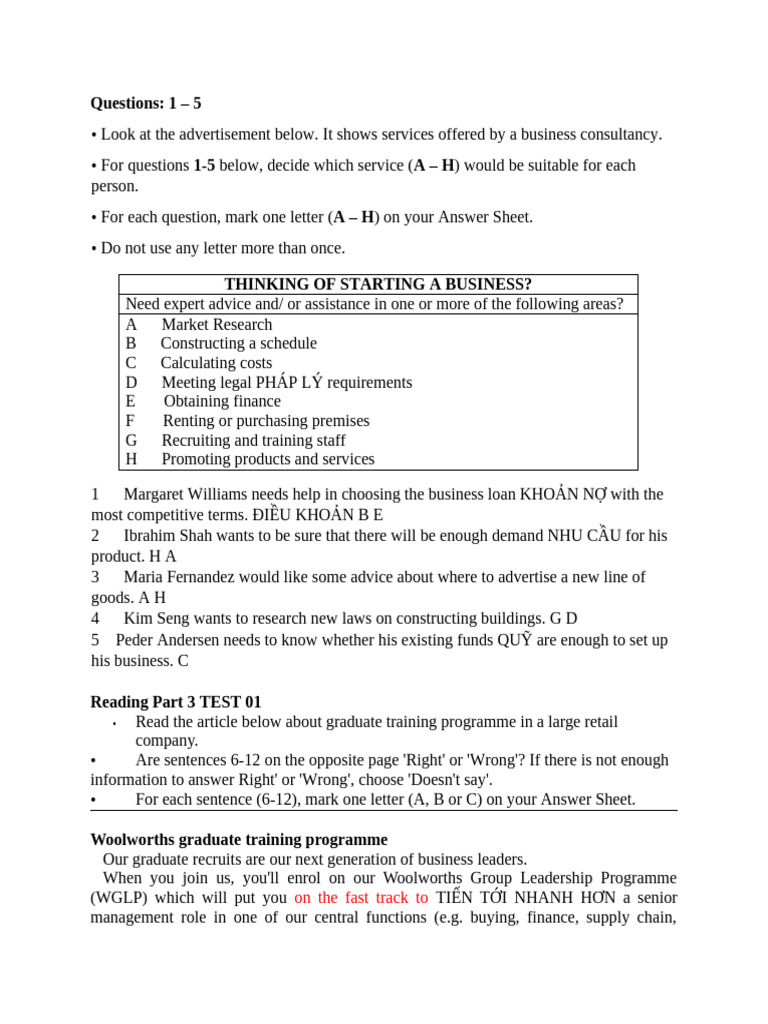 Reading & Writing. Practice | PDF | Business