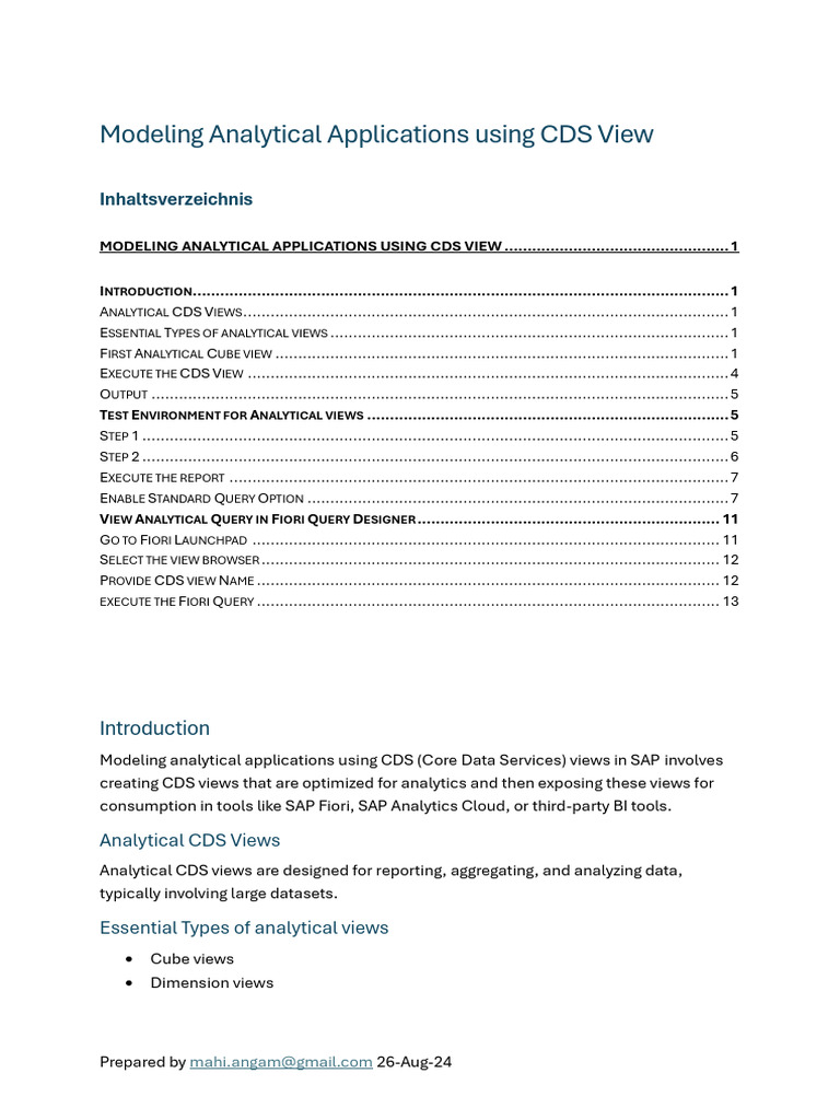 Modeling Analytical Applications With CDS Views Part 1 | PDF | Data ...