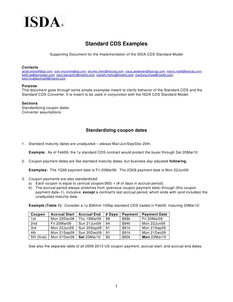 Standard CDS Examples | PDF | Finance & Money Management