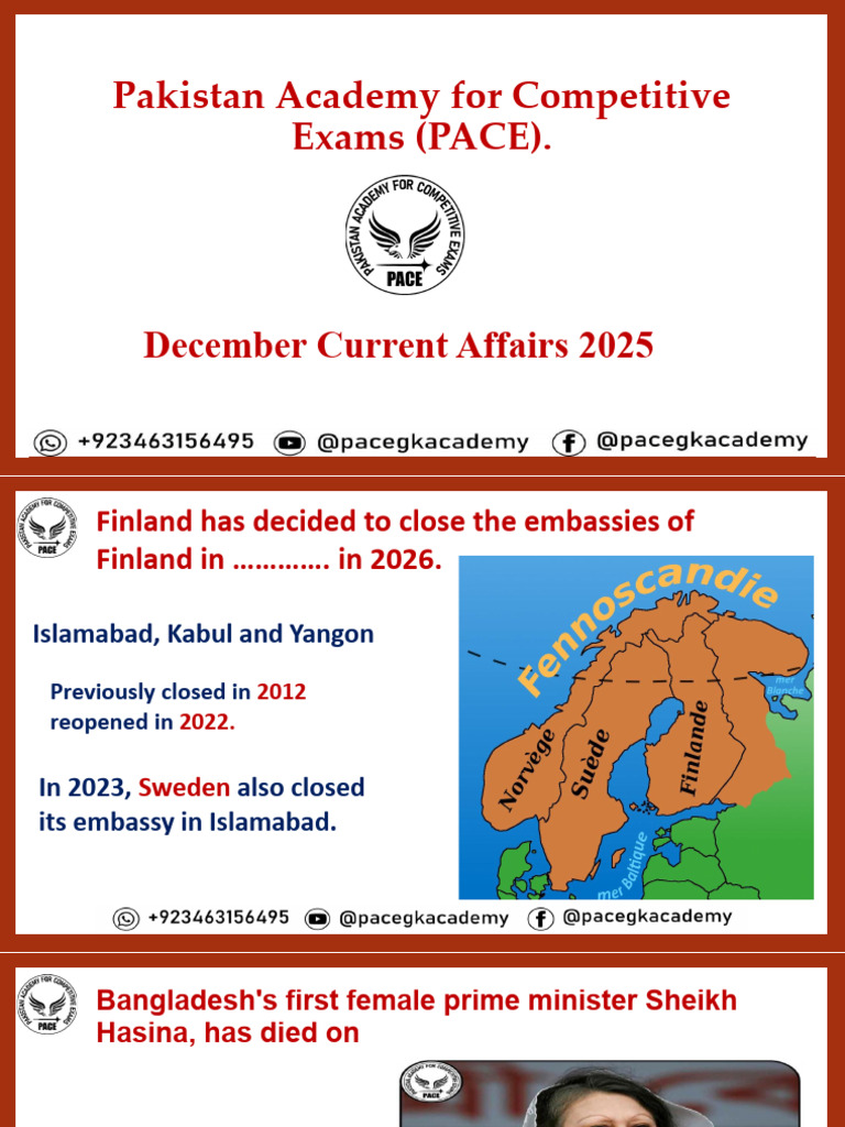 December Current Affairs 2025 (PACE GK ACADEMY) | PDF | Pakistan ...