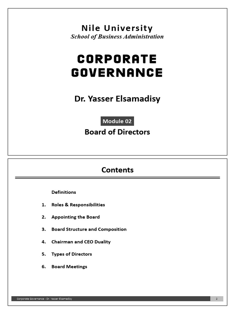 The Board of Directors in Corporate Governance | PDF | Corporate ...