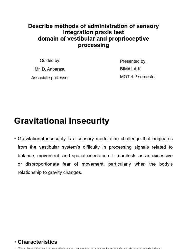 Gravitational Insecurity Tests | PDF | Vestibular System | Sensory ...