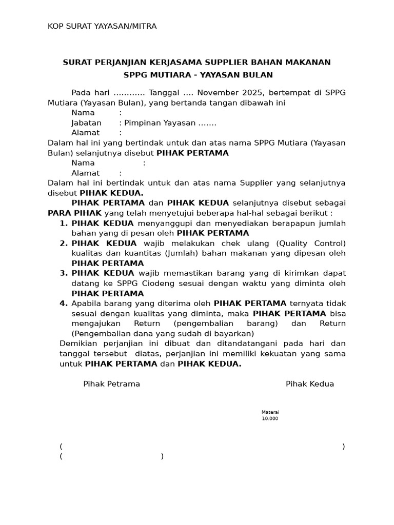 Mou Supplier | PDF