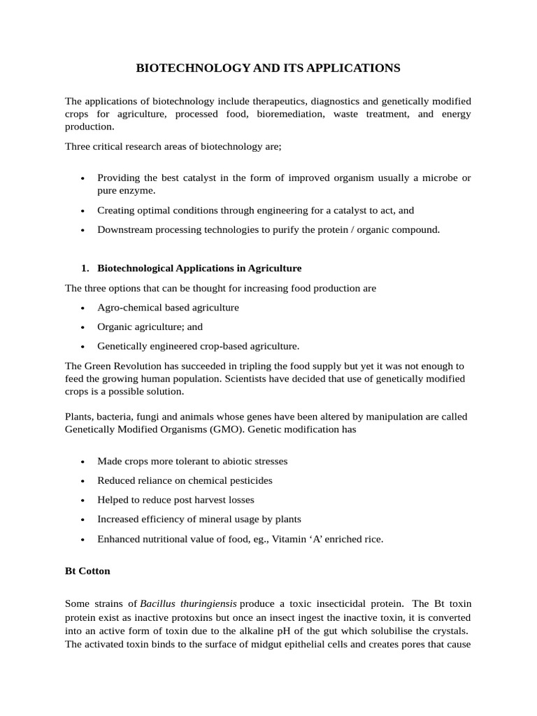 Biotechnology and Its Applications | PDF | Polymerase Chain Reaction ...