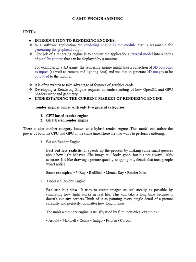 GP Notes | PDF | Rendering (Computer Graphics) | Virtual Reality