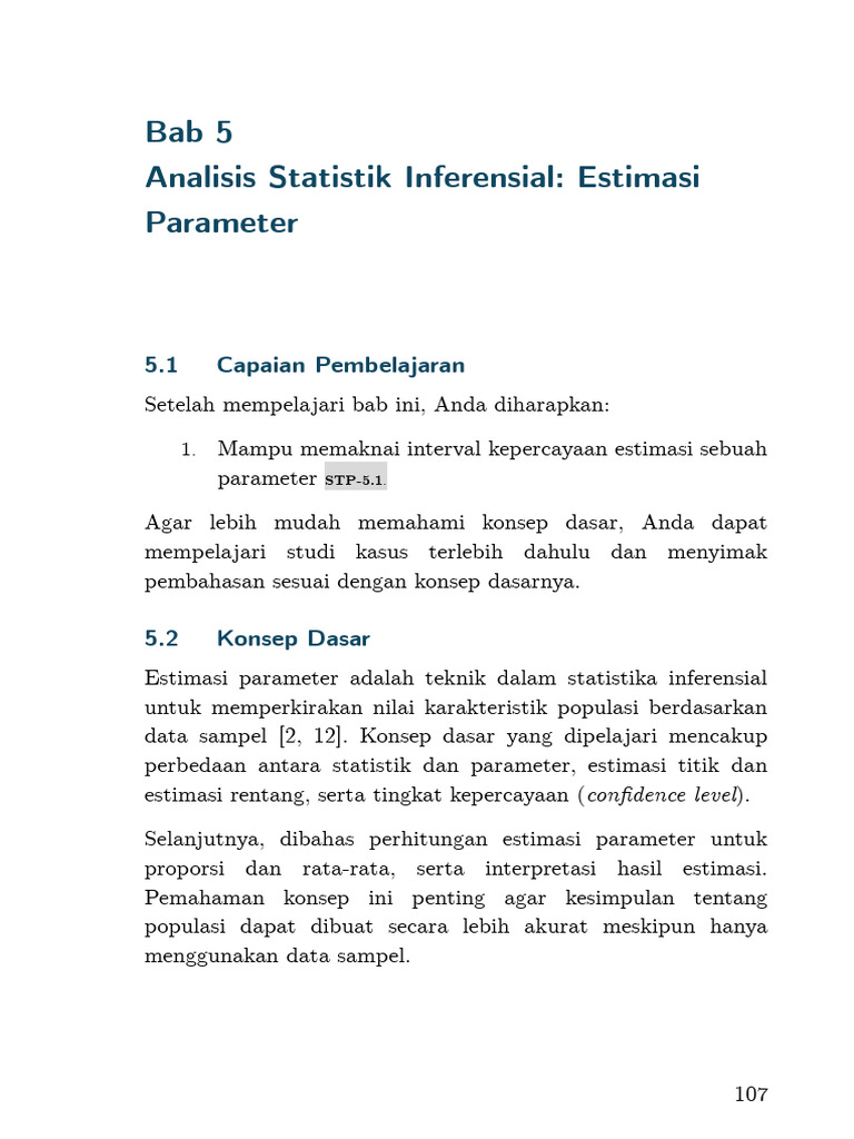 Modul STP Bab 5 - Estimasi Parameter | PDF