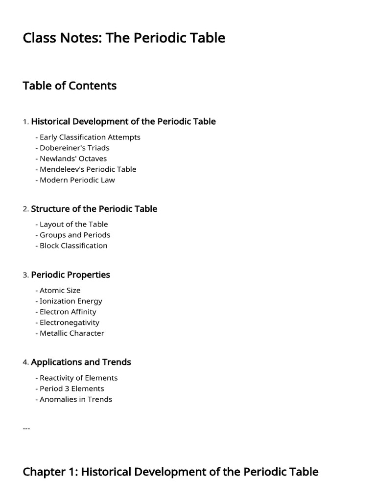 # Class Notes - The Periodic Table | PDF | Periodic Table | Ion