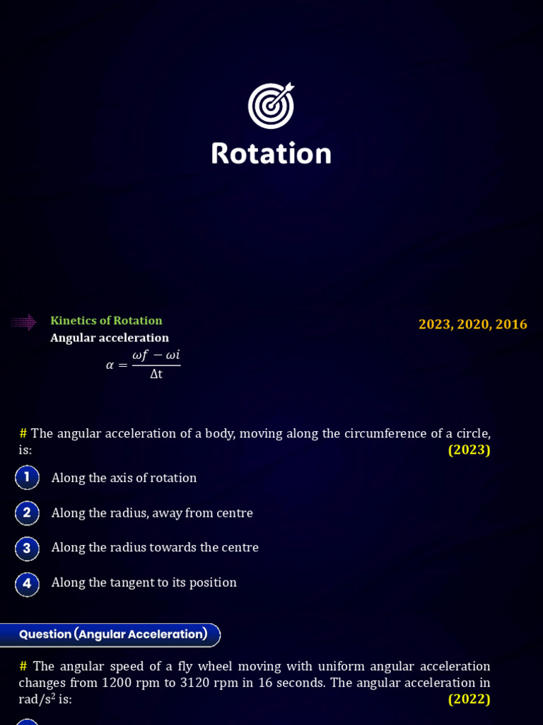 08 Rotation Final | PDF | Rotation Around A Fixed Axis | Angle