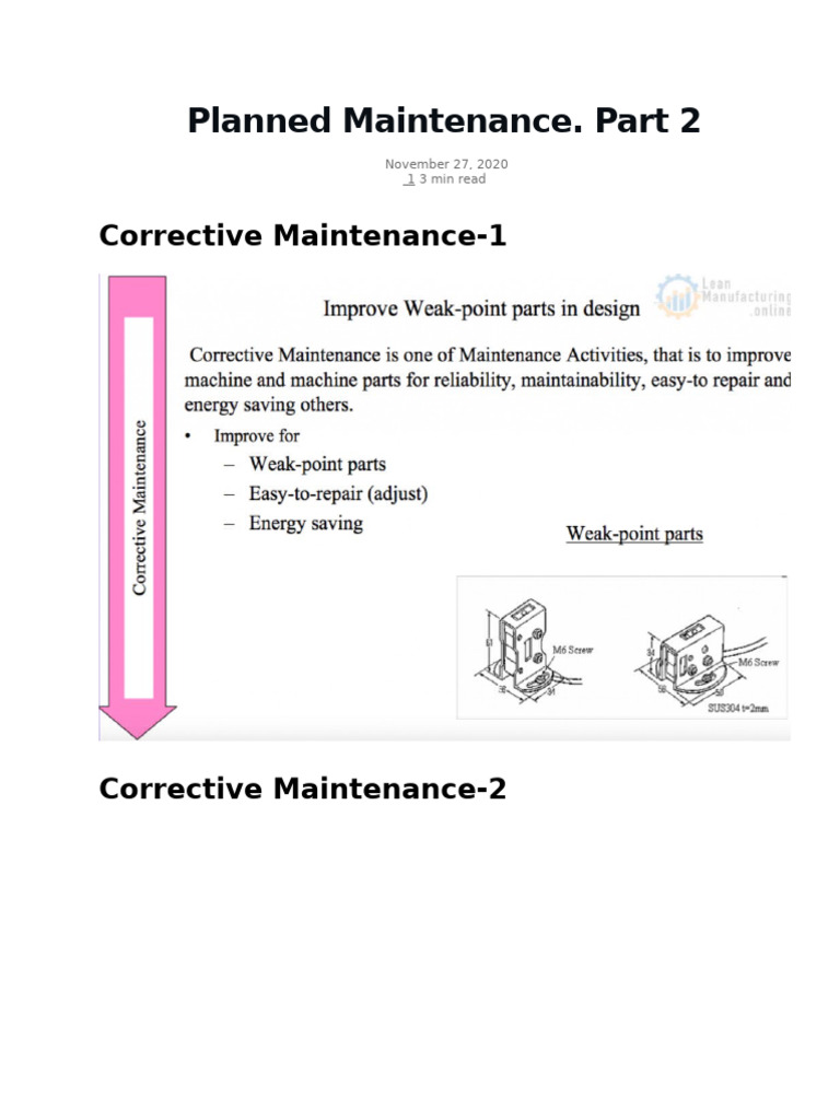 Planned Maintenance. Part 2 | PDF | Reliability Engineering | Systems ...