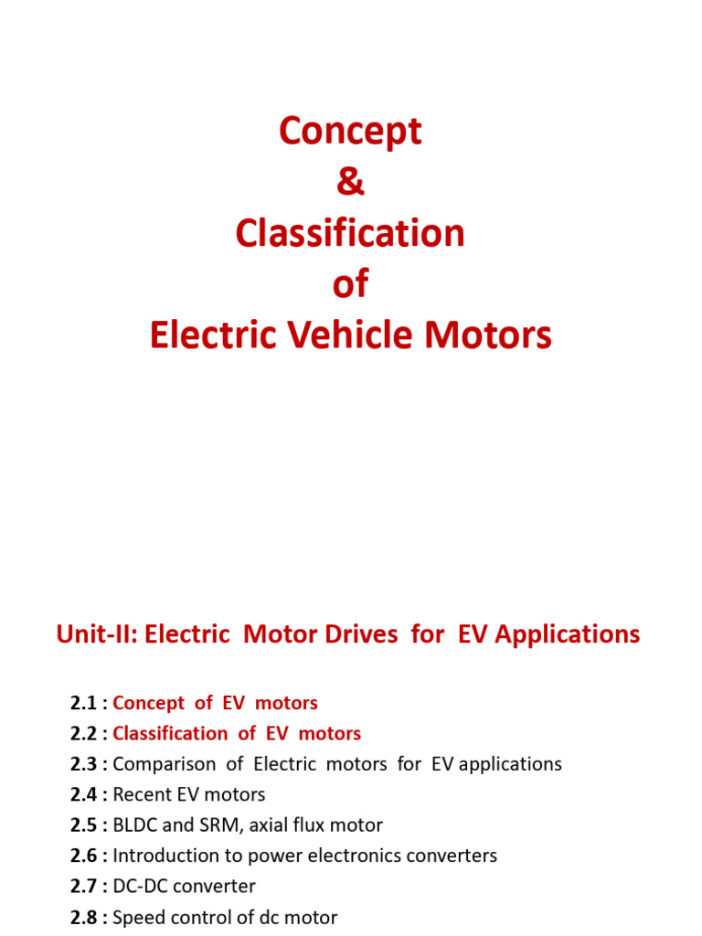 2.1 - Concept - Classification of EV Motors | PDF | Electric Motor ...
