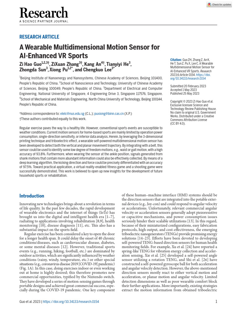 A Wearable Multidimensional Motion Sensor for AI-Enhanced VR Sports ...