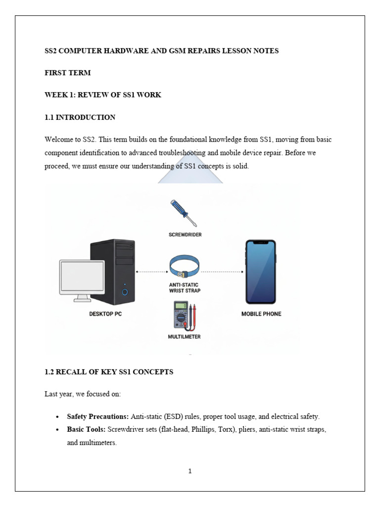 Tej COMPUTER HARDWARE AND GSM REPAIRS LESSON NOTES | PDF | Solid State ...