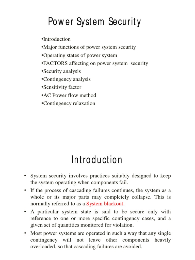 Power System Security PDF Electric Power System Electric Power