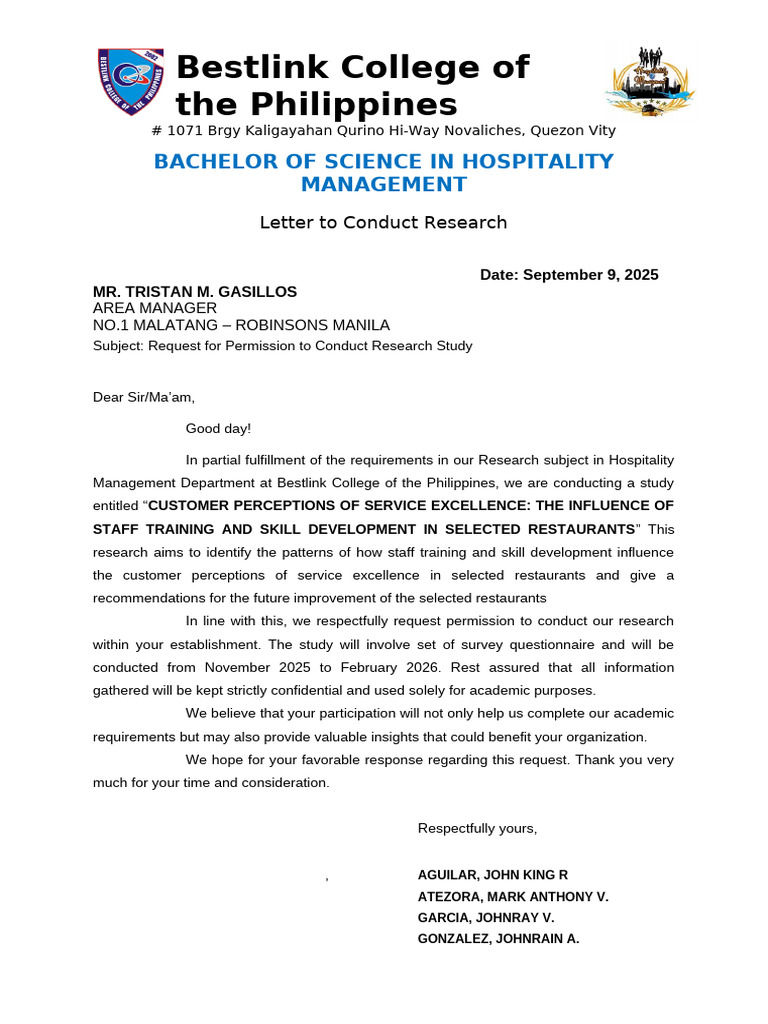 Letter To Conduct Research Outside | PDF