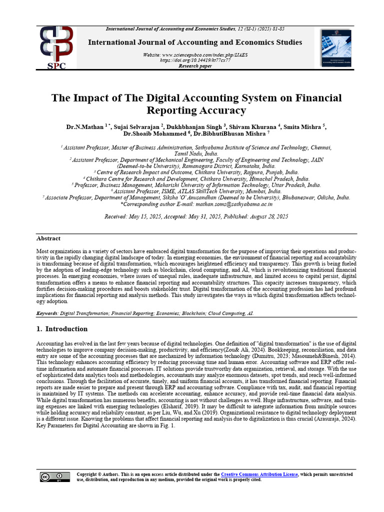 The Impact of The Digital Accounting System On Financial Reporting ...