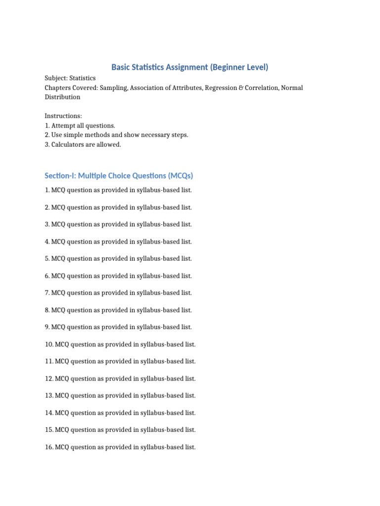 Basic_Statistics_Assignment_Formatted_4to5_Pages - Copy | PDF ...