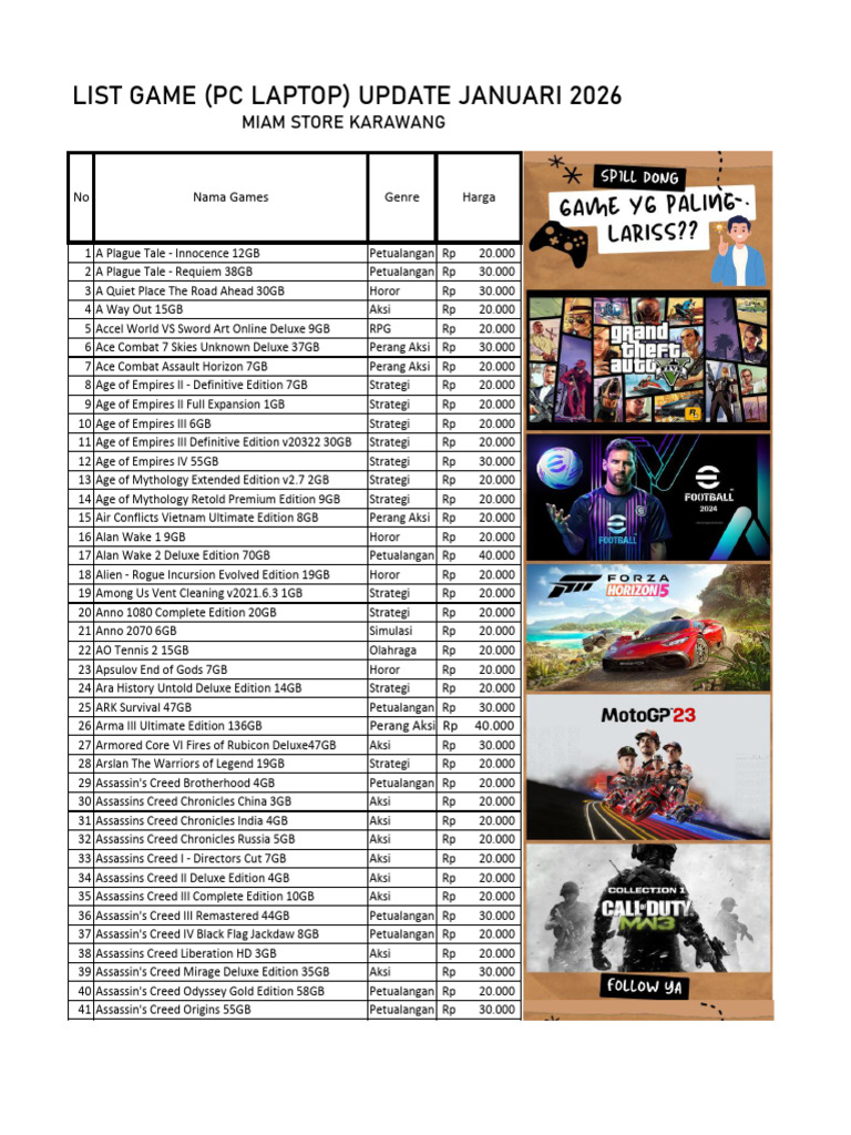 Daftar Game PC | PDF