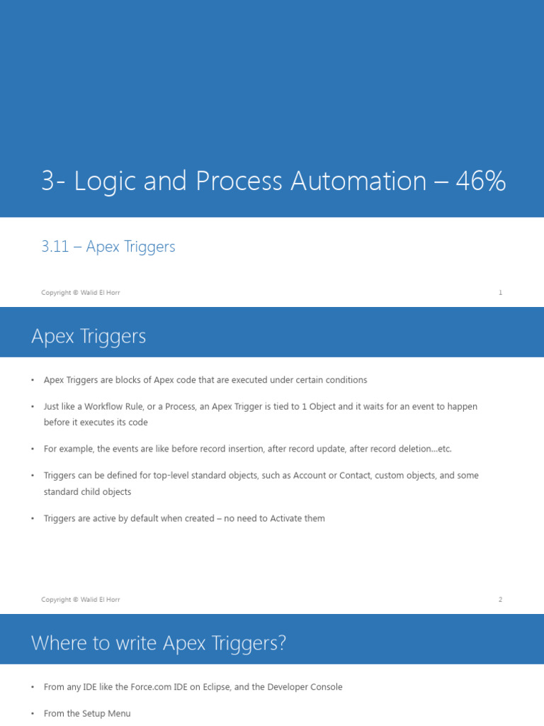3.11+ +Logic+and+Process+Automation+ +Apex+Triggers | PDF | Programming ...