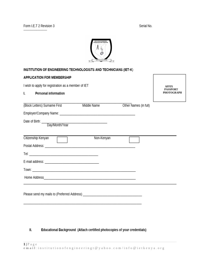 IET Revision 3 App. Form 3 | PDF