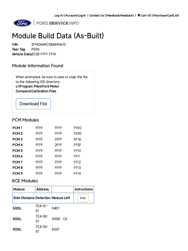 Module Build Data (as-Built) - FordServiceInfo.com | PDF | Motor ...