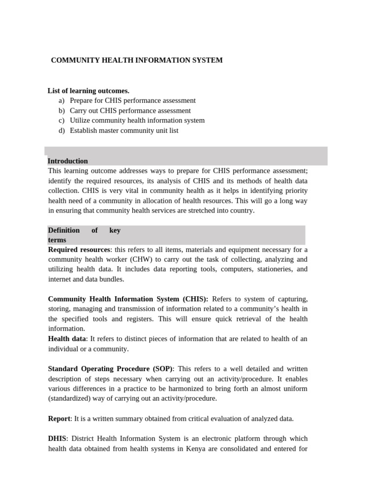 Community Health Information System | PDF | Health Informatics | Data ...