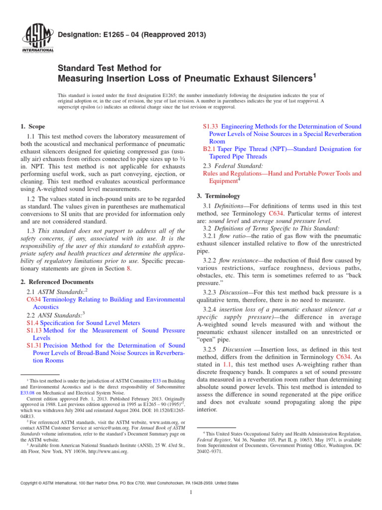 E1265 042013 Standard Test Method | PDF | Flow Measurement | Calibration
