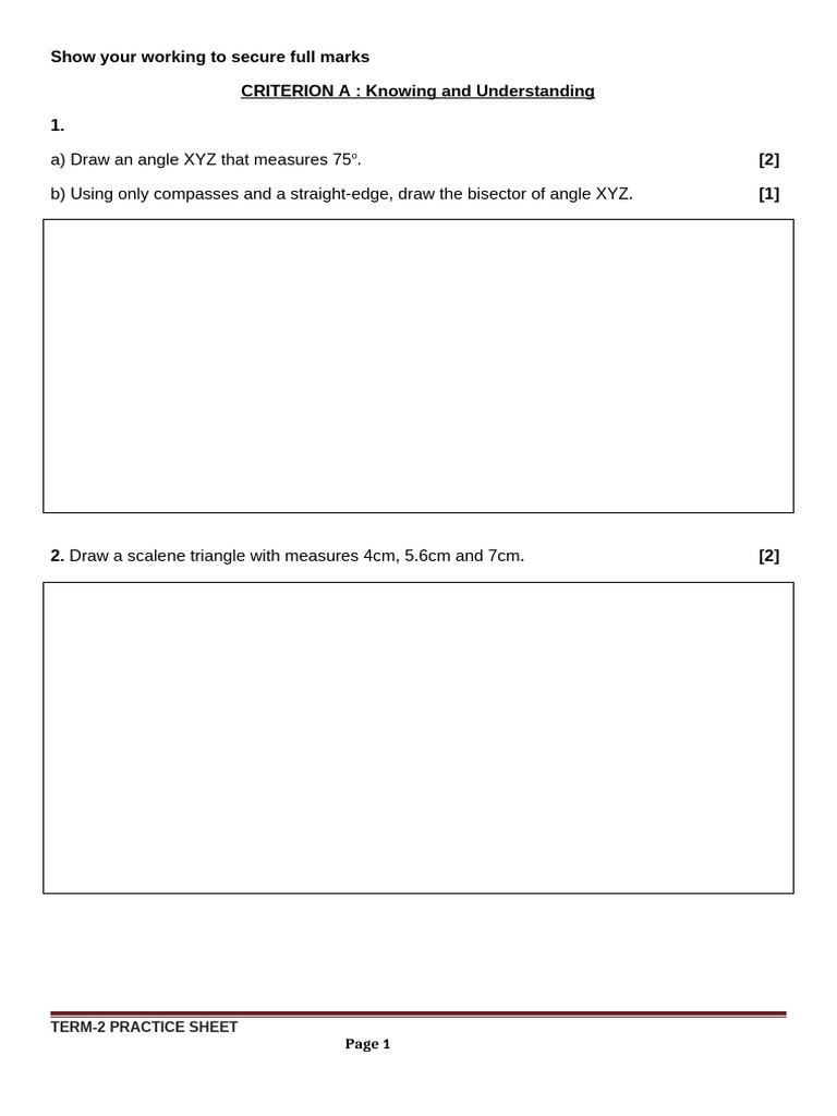 Mathematics Grade 7 Paper Term II | PDF | Area | Geometry