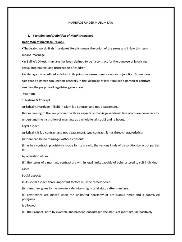 Marriage Under Muslim Law | PDF | Marriage | Sharia
