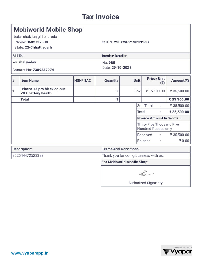 Mobile Bill | PDF