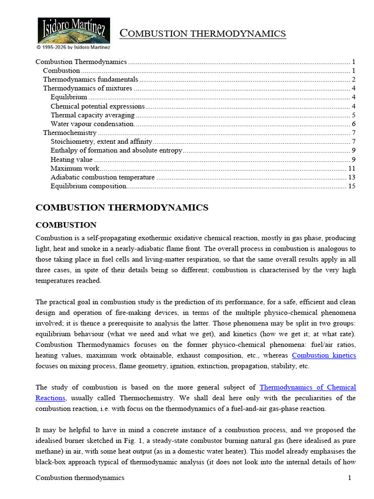 Combustion Thermodynamics | PDF | Combustion | Entropy