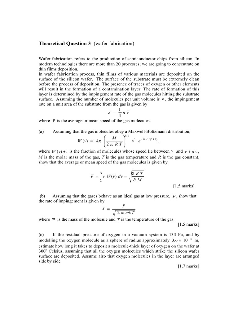 APhO_2002_Q3 | PDF | Gases | Semiconductor Device Fabrication