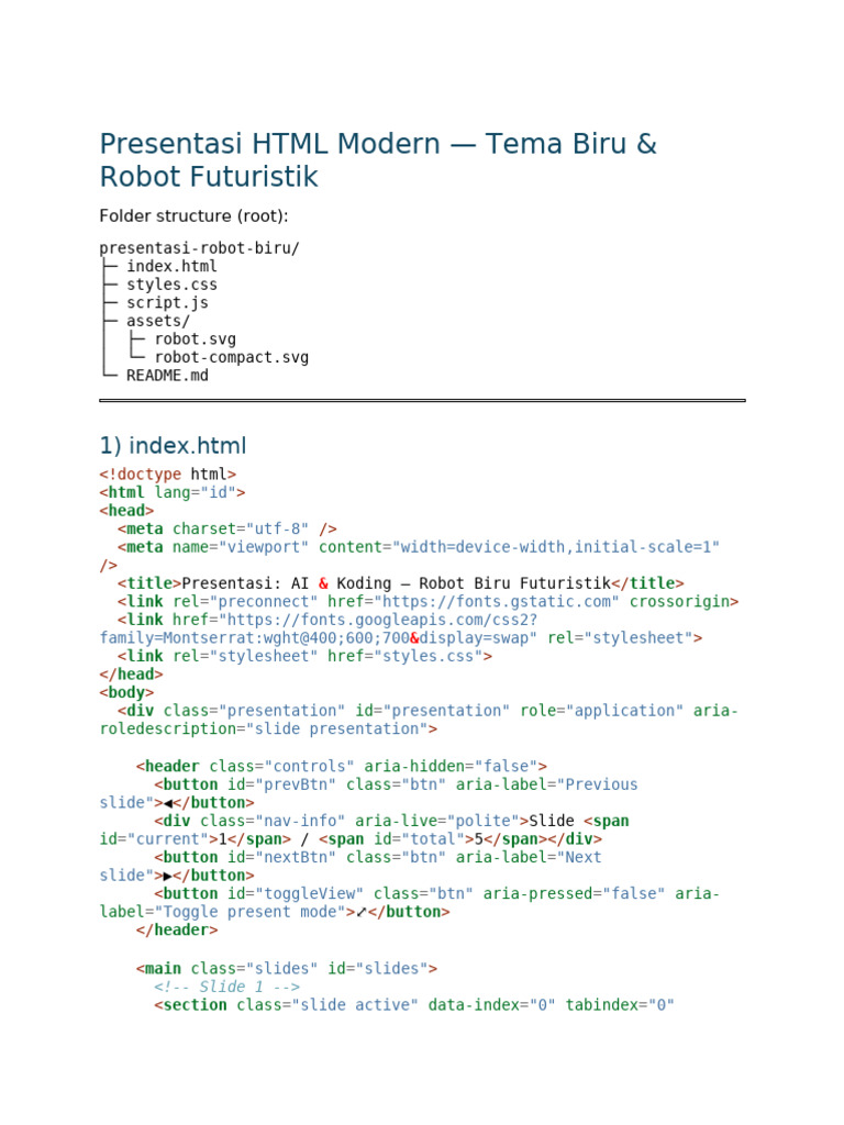 Presentasi Html Robot Biru - Ai Dan Kodi | PDF | Computing | Web ...
