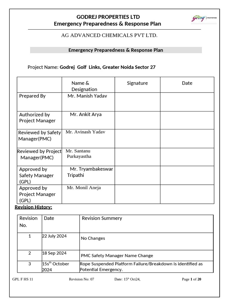 Emergency Responce Plan AG | PDF | Emergency | First Aid