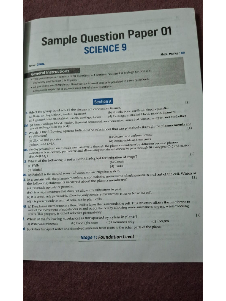 Sample Paper No 1 Science | PDF