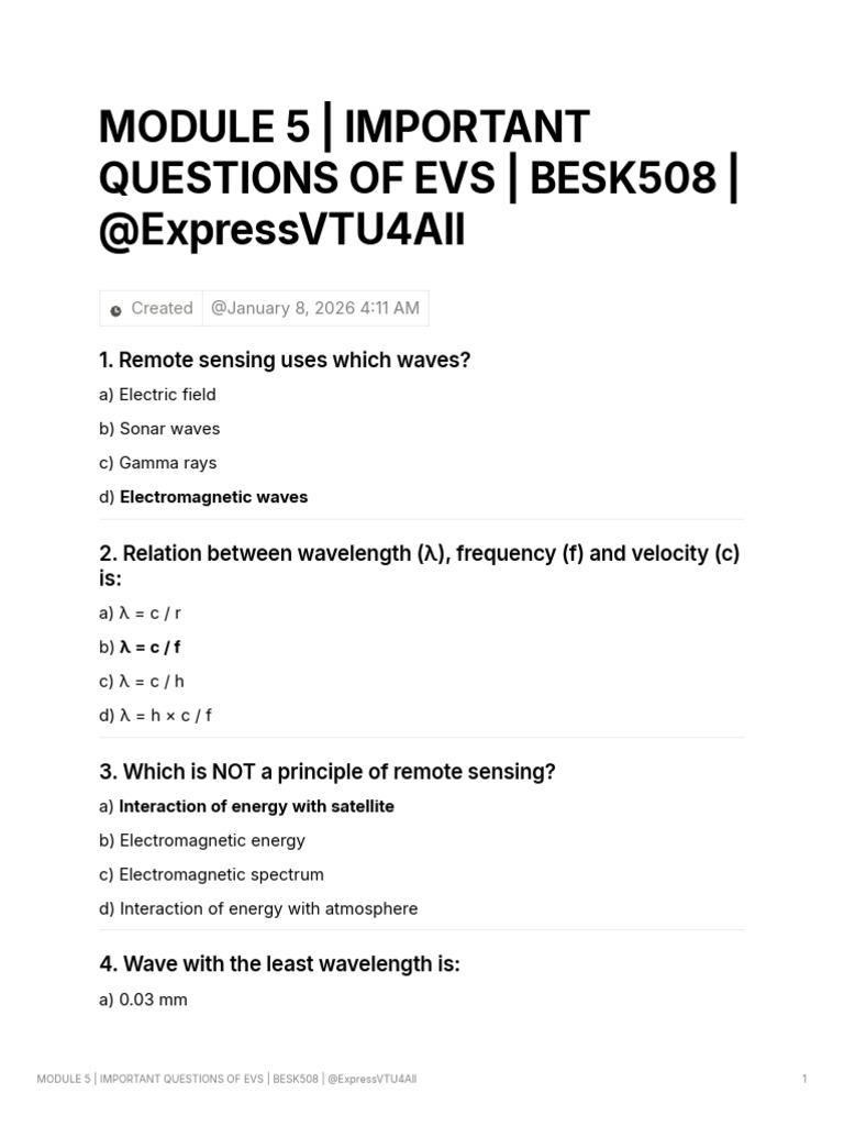 Module 5 Important Questions of Evs Besk508 Expressvtu4all 2 | PDF ...