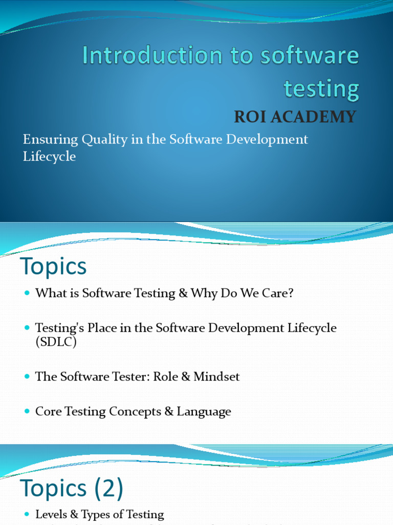 01 Introduction to Software Testing-1 | PDF | Software Testing ...