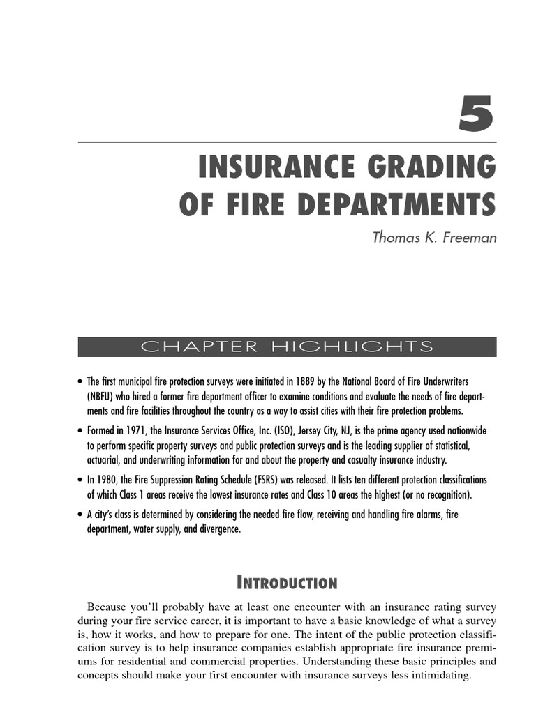 Section I MANAGEMENT Chapter 5 Insurance Grading of Fire Departments ...