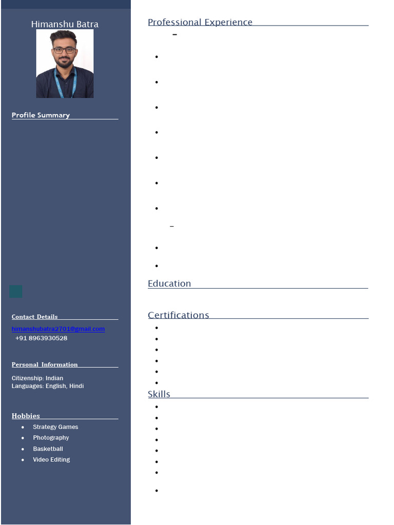 Himanshu CV Final EY1 | PDF | Cloud Computing | Databases