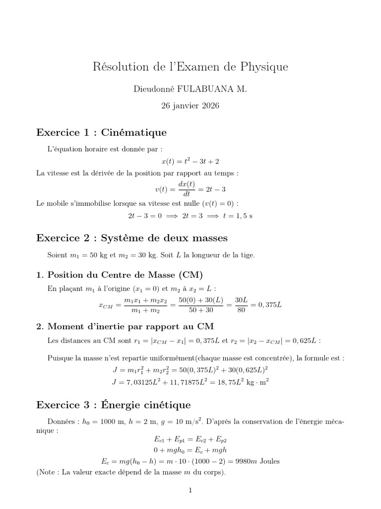 Résolution Bat Physique PGER | PDF | Sciences physiques | Ingénierie ...