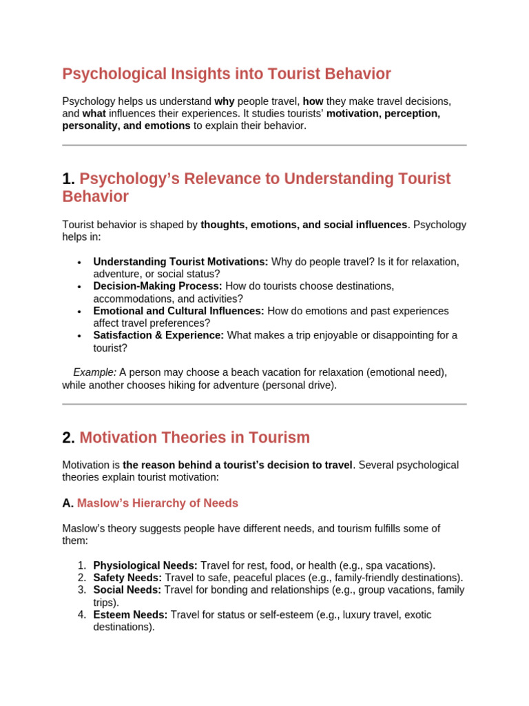 Psychological Insights Into Tourist Behavior | PDF | Motivation ...