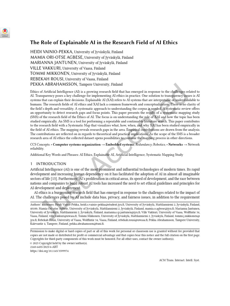 The Role of Explainable AI in The Resear | PDF | Artificial ...