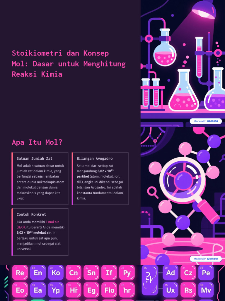 Stoikiometri Dan Konsep Mol Dasar Untuk Menghitung Reaksi Kimia | PDF