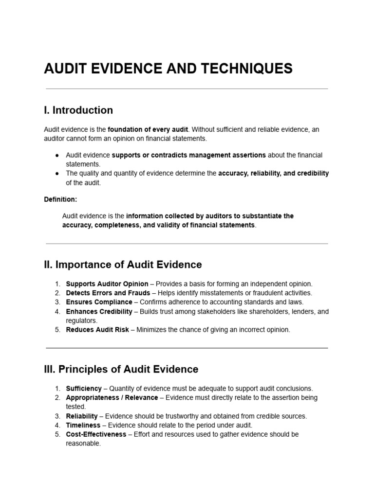 Audit Evidence and Techniques | PDF | Audit | Business