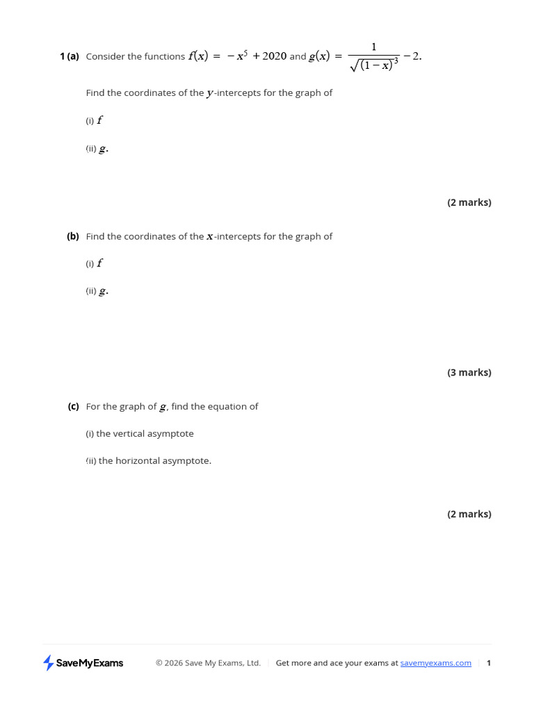 Functions and Graphs Assessments | PDF | Asymptote | Cartesian ...