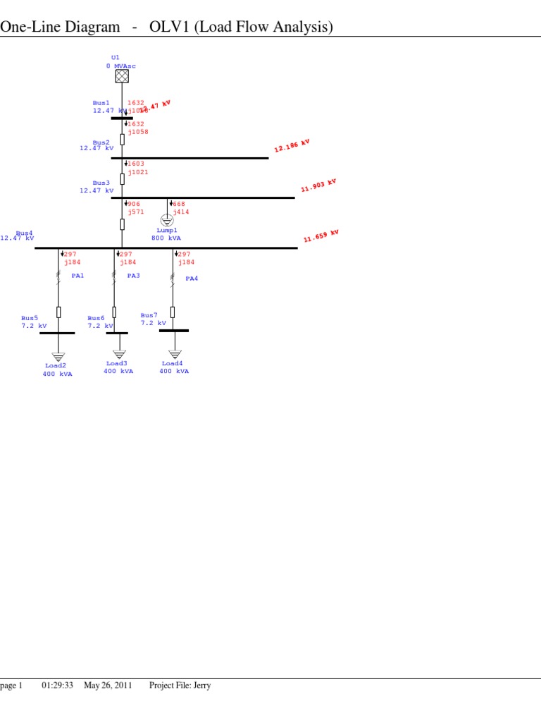 Load Flow Analysis One-Line Diagram | PDF
