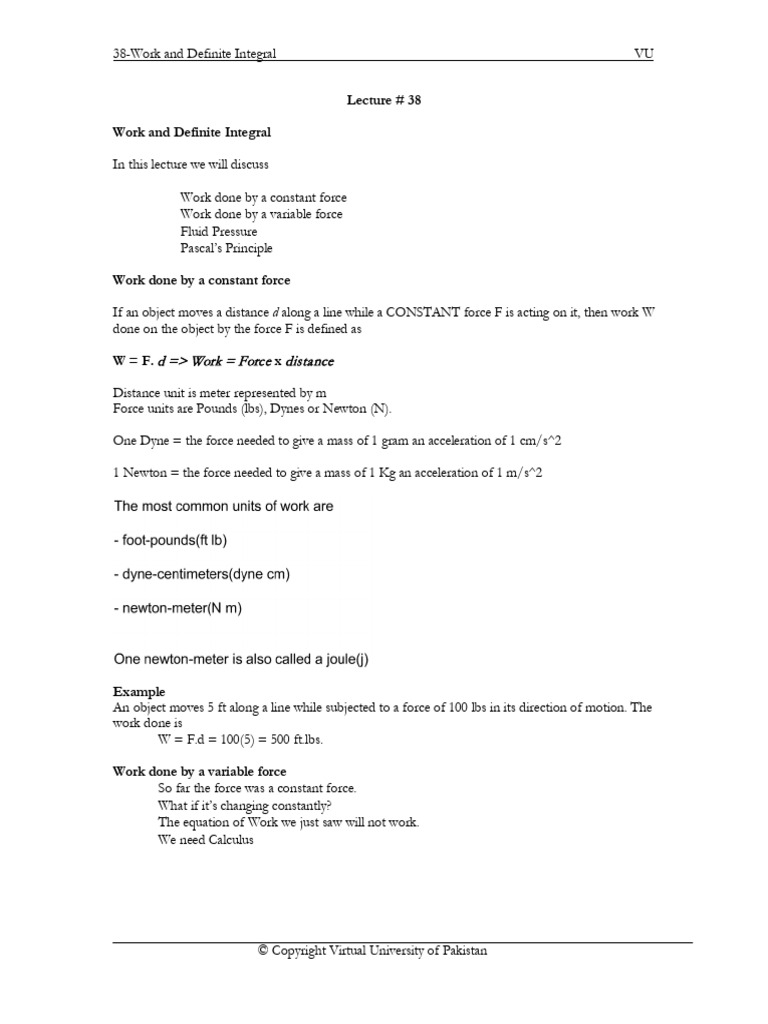 Lecture 38 | PDF | Force | Pressure