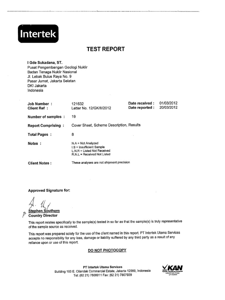 Data Intertek BSP | PDF