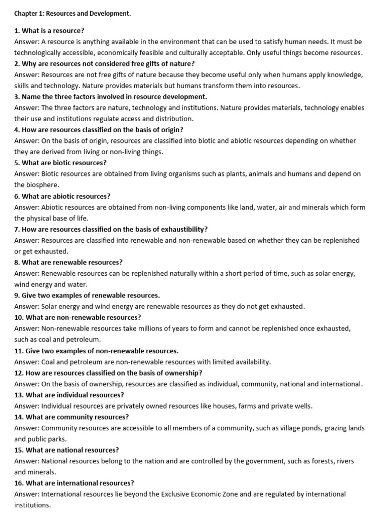 Class 10 Social Science Geo Chapter 1 To 7 | PDF | Water Scarcity ...